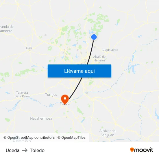 Uceda to Toledo map