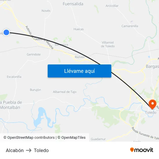 Alcabón to Toledo map