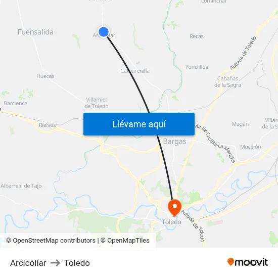 Arcicóllar to Toledo map