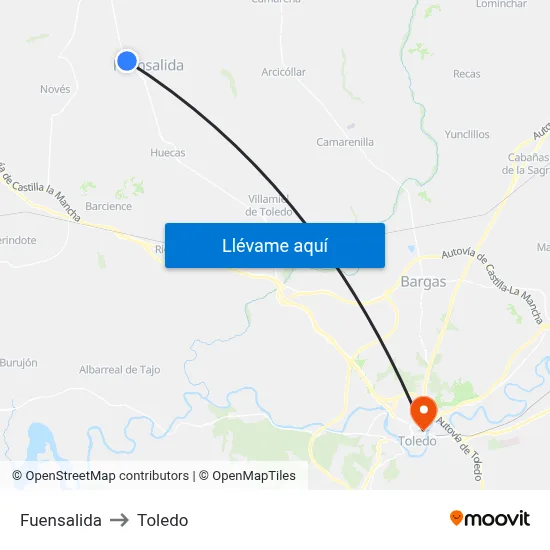 Fuensalida to Toledo map