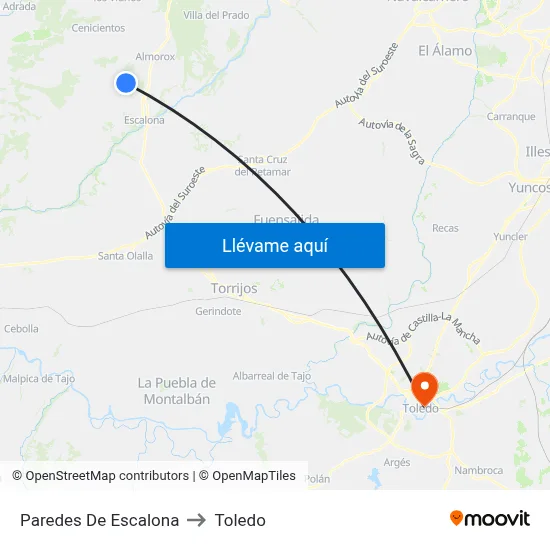 Paredes De Escalona to Toledo map