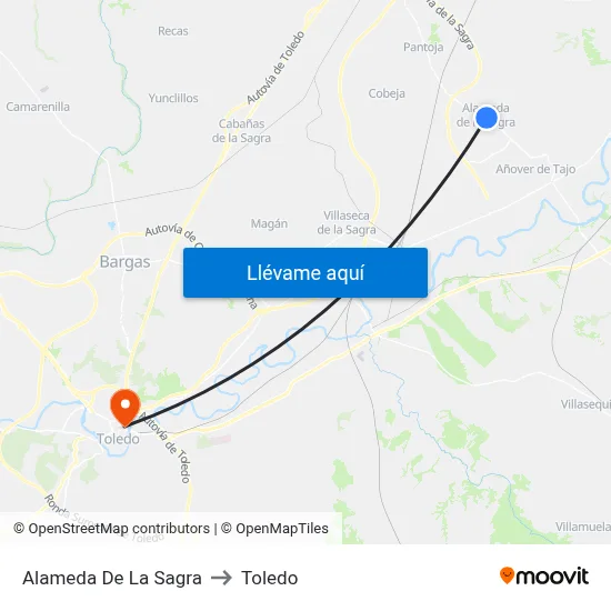 Alameda De La Sagra to Toledo map