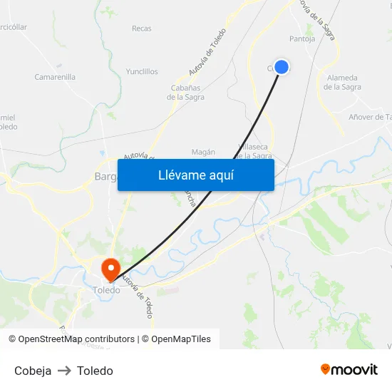 Cobeja to Toledo map