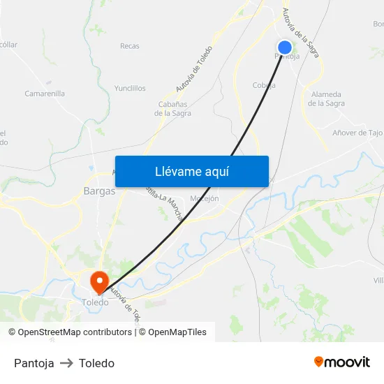 Pantoja to Toledo map