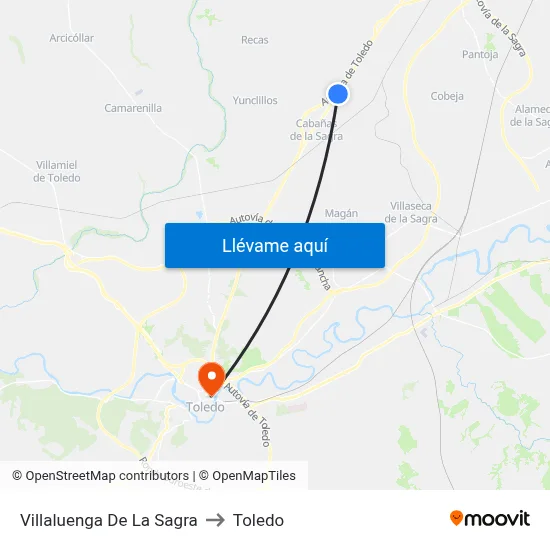Villaluenga De La Sagra to Toledo map