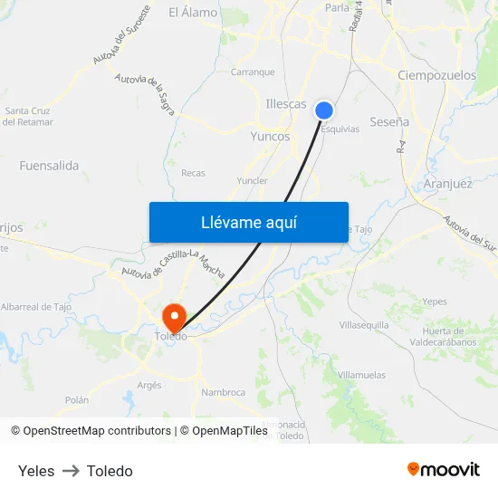 Yeles to Toledo map