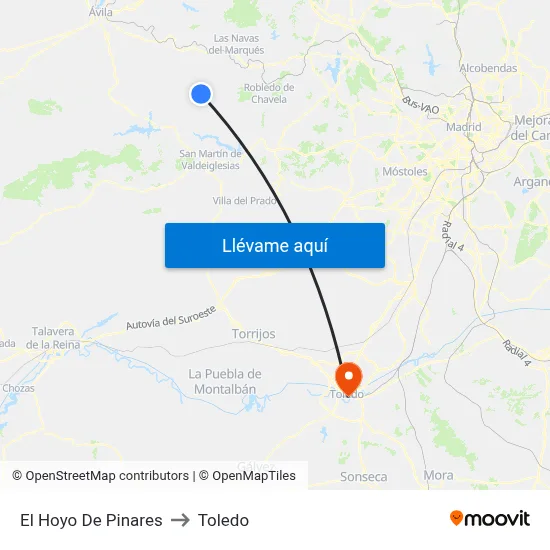 El Hoyo De Pinares to Toledo map