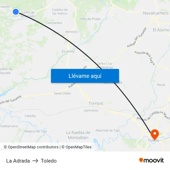 La Adrada to Toledo map