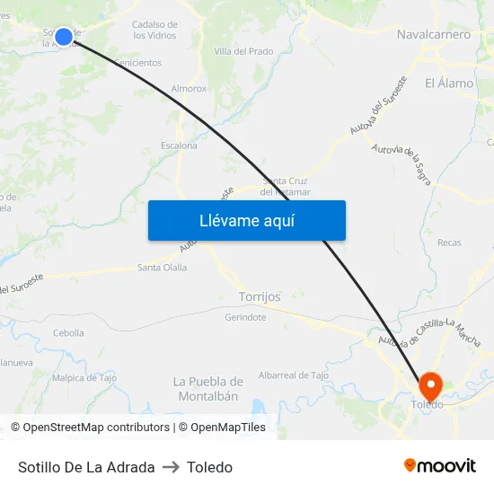 Sotillo De La Adrada to Toledo map
