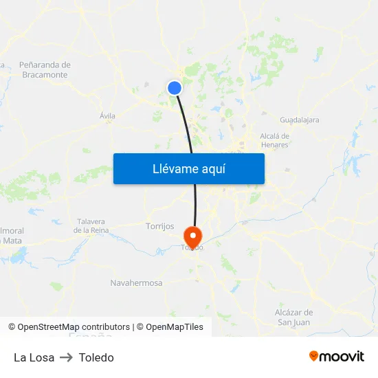 La Losa to Toledo map