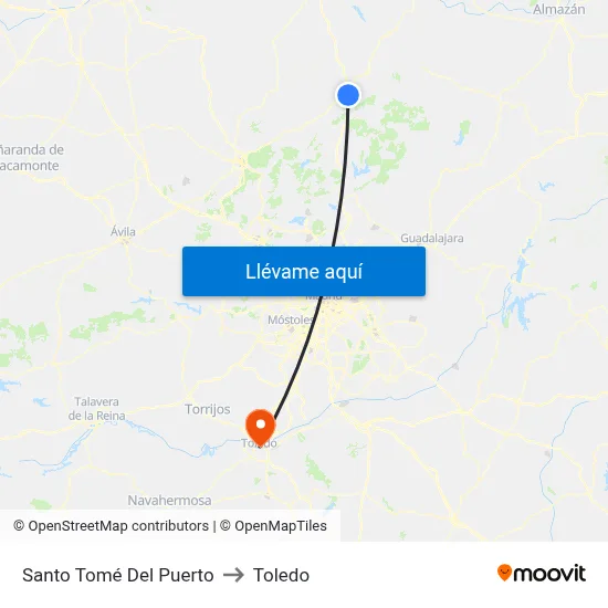 Santo Tomé Del Puerto to Toledo map