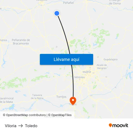 Viloria to Toledo map