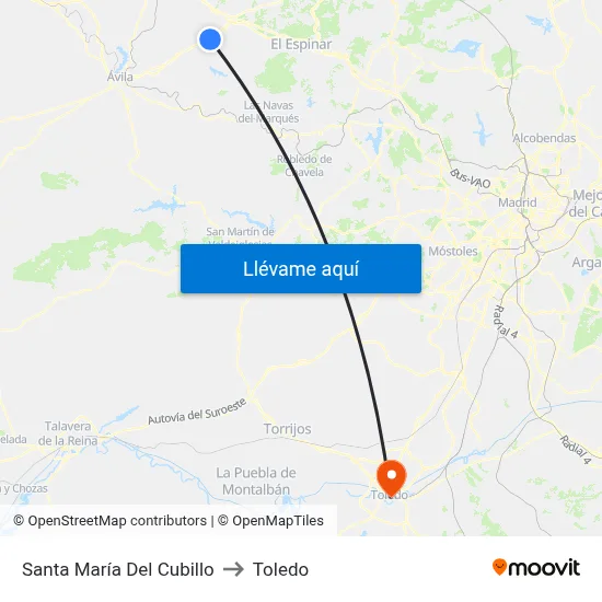 Santa María Del Cubillo to Toledo map