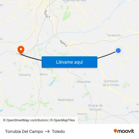 Torrubia Del Campo to Toledo map