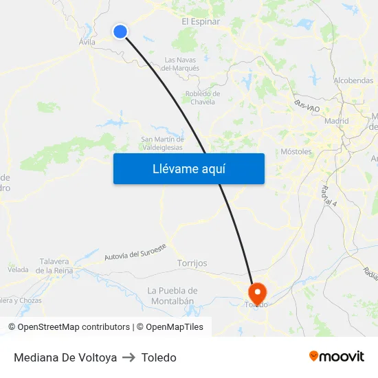 Mediana De Voltoya to Toledo map