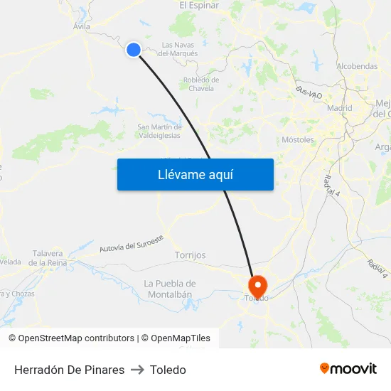 Herradón De Pinares to Toledo map
