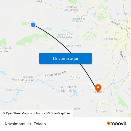 Navalmoral to Toledo map