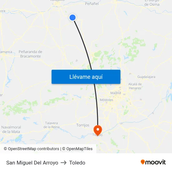 San Miguel Del Arroyo to Toledo map