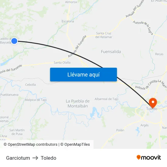 Garciotum to Toledo map