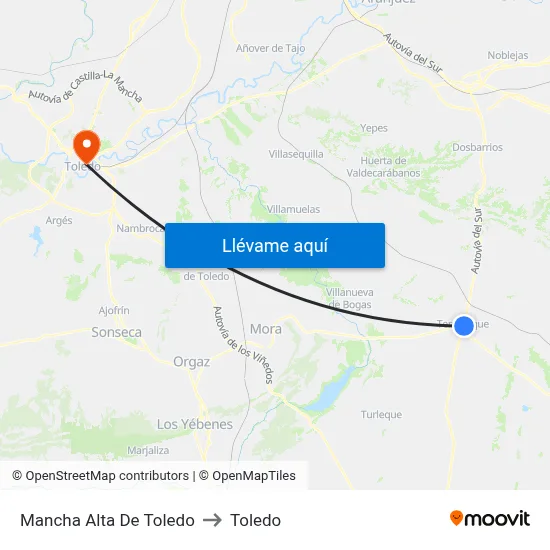 Mancha Alta De Toledo to Toledo map