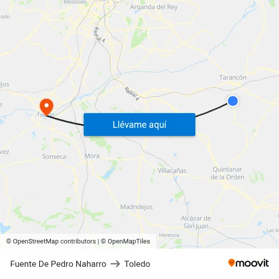 Fuente De Pedro Naharro to Toledo map