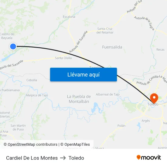 Cardiel De Los Montes to Toledo map