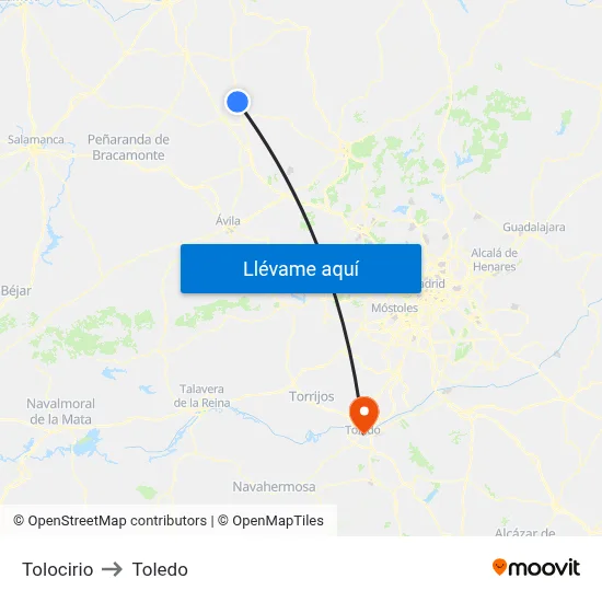 Tolocirio to Toledo map
