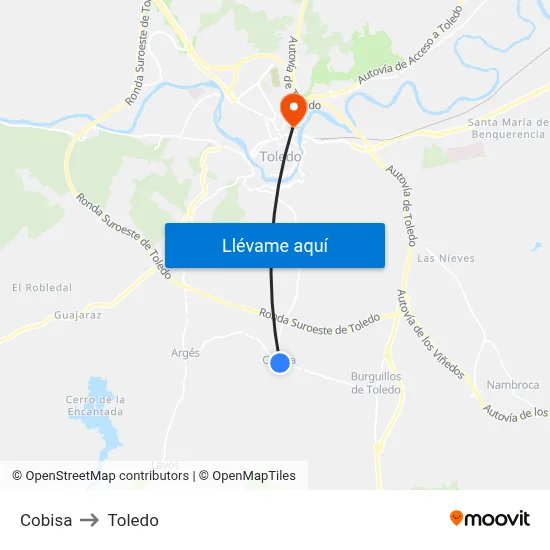 Cobisa to Toledo map