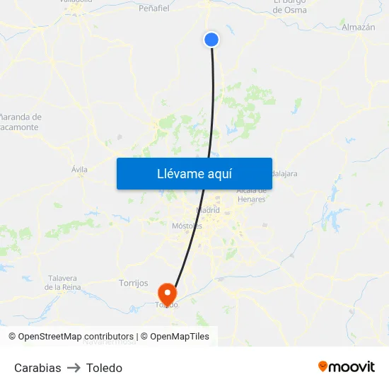 Carabias to Toledo map
