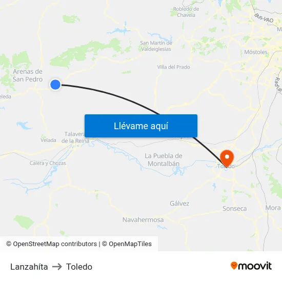 Lanzahíta to Toledo map