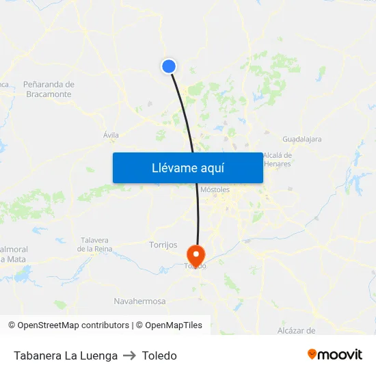Tabanera La Luenga to Toledo map