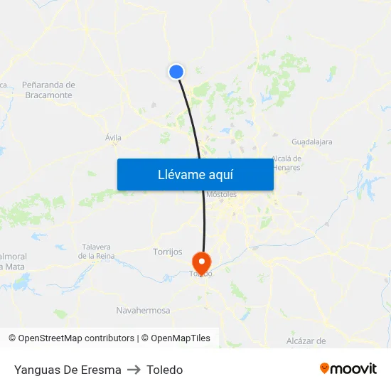Yanguas De Eresma to Toledo map