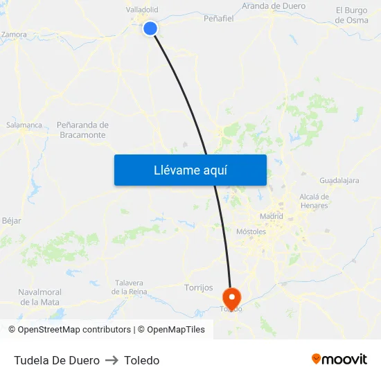 Tudela De Duero to Toledo map