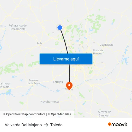 Valverde Del Majano to Toledo map