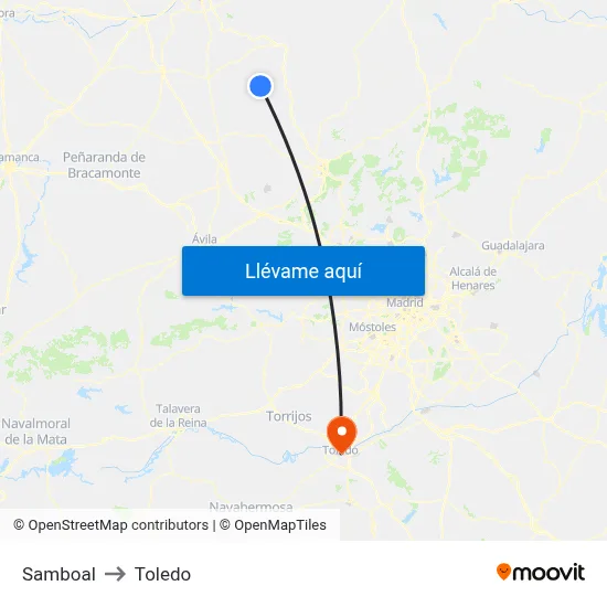 Samboal to Toledo map