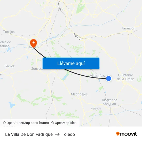 La Villa De Don Fadrique to Toledo map