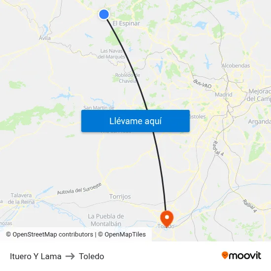 Ituero Y Lama to Toledo map