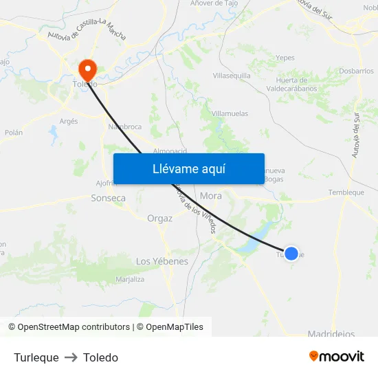 Turleque to Toledo map