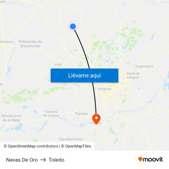 Navas De Oro to Toledo map