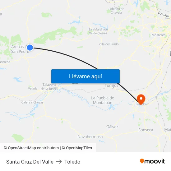 Santa Cruz Del Valle to Toledo map