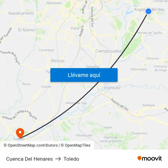 Cuenca Del Henares to Toledo map