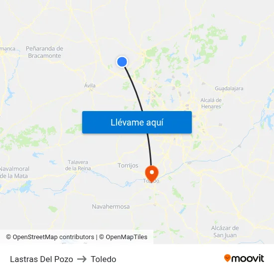 Lastras Del Pozo to Toledo map