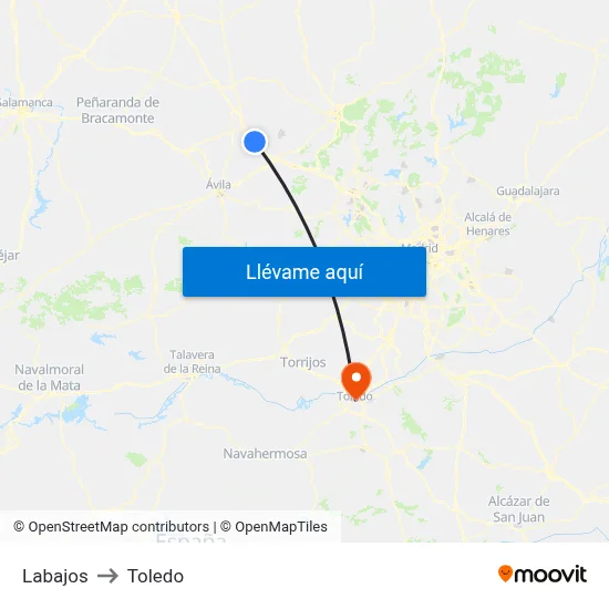 Labajos to Toledo map