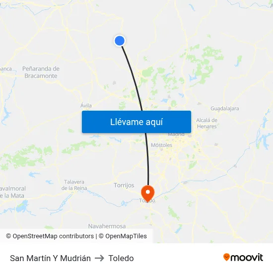 San Martín Y Mudrián to Toledo map