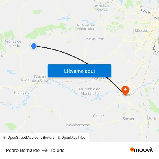 Pedro Bernardo to Toledo map