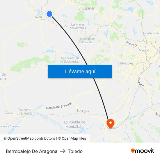 Berrocalejo De Aragona to Toledo map