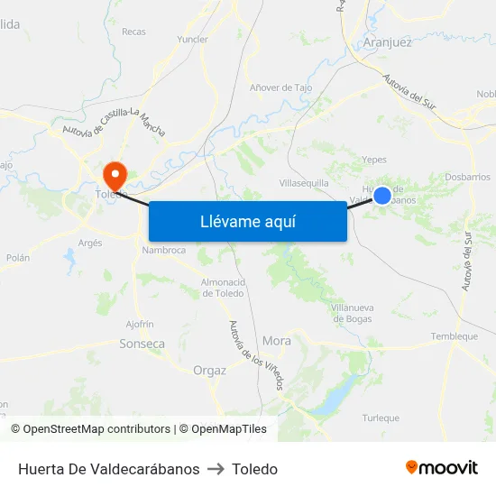 Huerta De Valdecarábanos to Toledo map