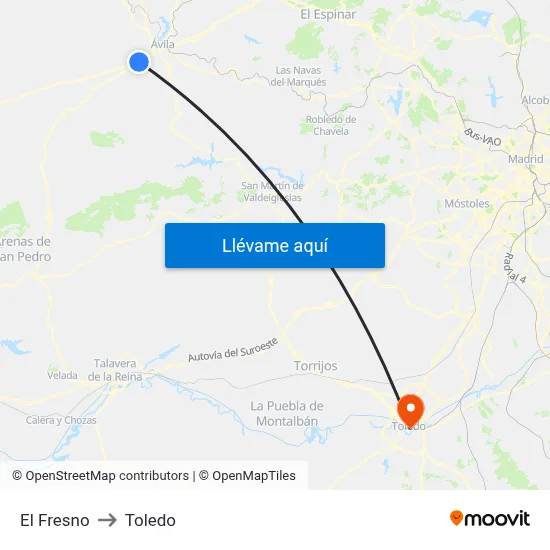 El Fresno to Toledo map