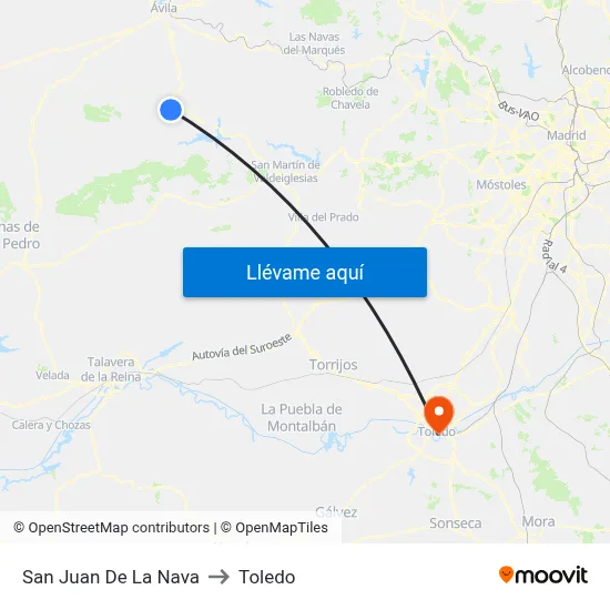 San Juan De La Nava to Toledo map