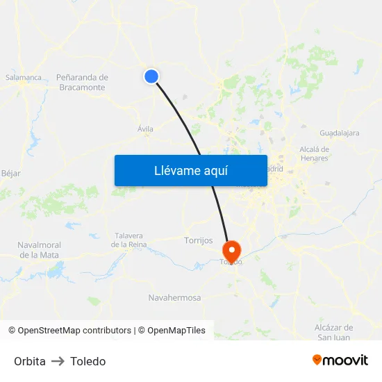 Orbita to Toledo map